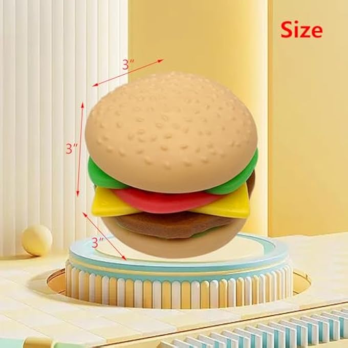 funnysquee 7 Layers Hamburger Toy Stress Relief Soft Simulation Food Detachable Burger Squeeze Toys Kawaii Squishies Birthday Gift for Kids (Hamburger A) - Image 2
