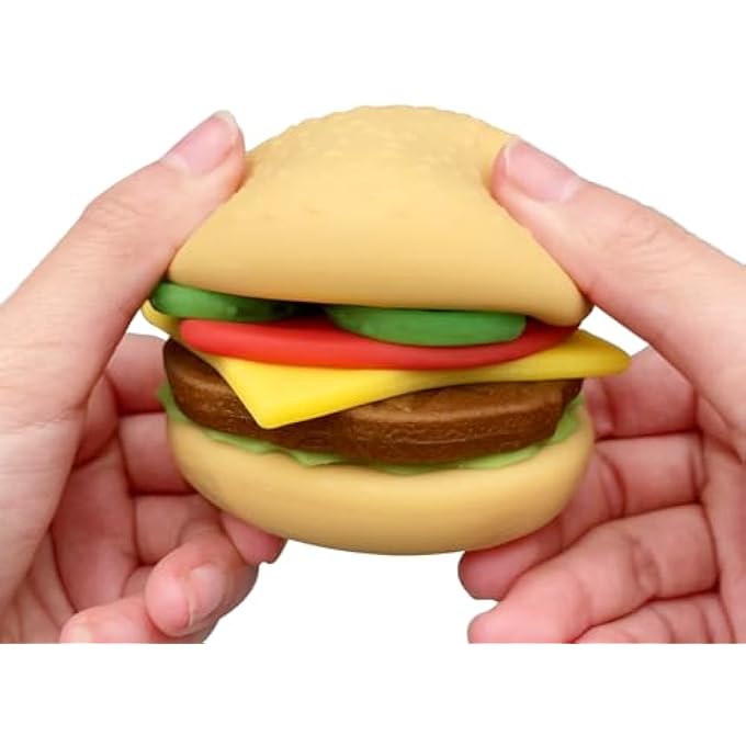 funnysquee 7 Layers Hamburger Toy Stress Relief Soft Simulation Food Detachable Burger Squeeze Toys Kawaii Squishies Birthday Gift for Kids (Hamburger A) - Image 3