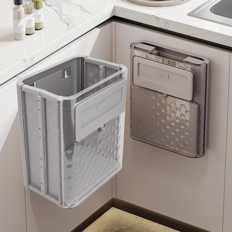 Focket Hanging Trash Can, Foldable Wall Mounted Trash Can with Detachable Scraper for Kitchen Cabinet Door Garbage Bin for Bathroom Bedroom Office RV Car - Image 2