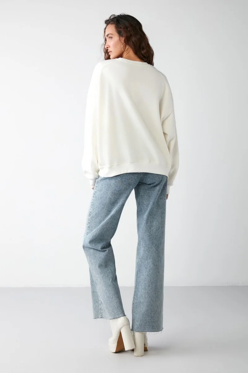 جريميلانج VANELTINA Women's Crew Neck Polar Fleece Oversize Fit Basic Vanilla Sweatshirt