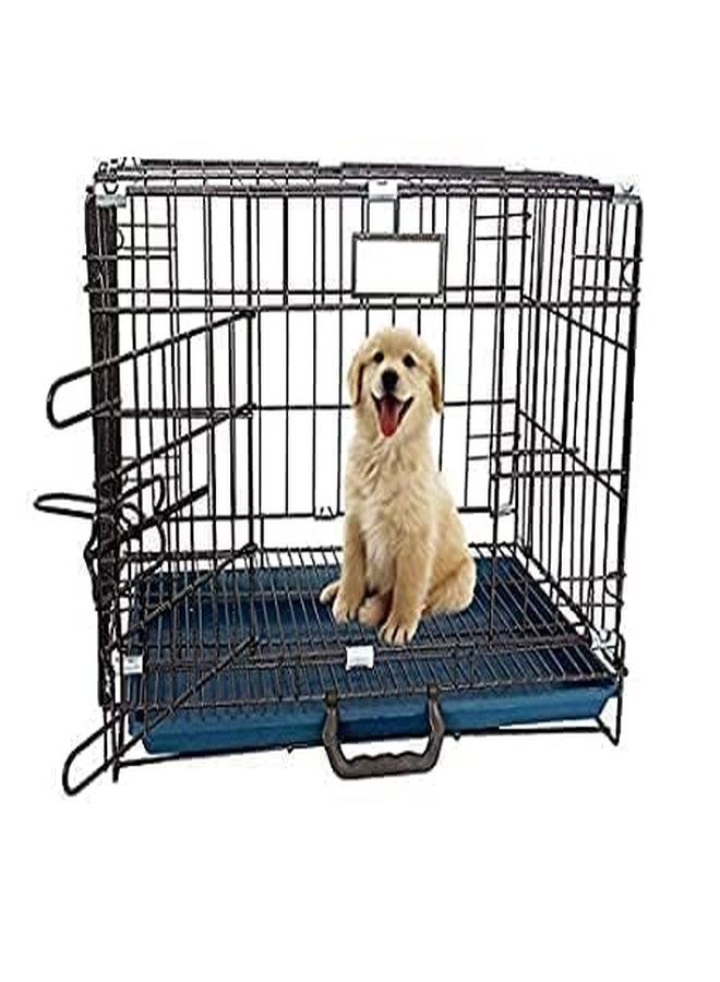 D&C PAWS قفص دي آند سي باوز للكلاب مقاس 18 بوصة، باب واحد قابل للطي، مصنوع من المعدن المطلي بالبودرة، مع صينية قابلة للإزالة وواقي للأقدام، مناسب للكلاب والقطط والأرانب (أسود). - Image 1