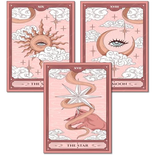 KICHANG 3Pcs Pink Tarot Diamond Painting Kits for Adults5D Diamond Painting Diamond Art KitsDiamond Art Diamond Painting KitsRound Diamond Dot Full Drill Diamonds Crafts for Wall DecorGift12x16in - Image 1