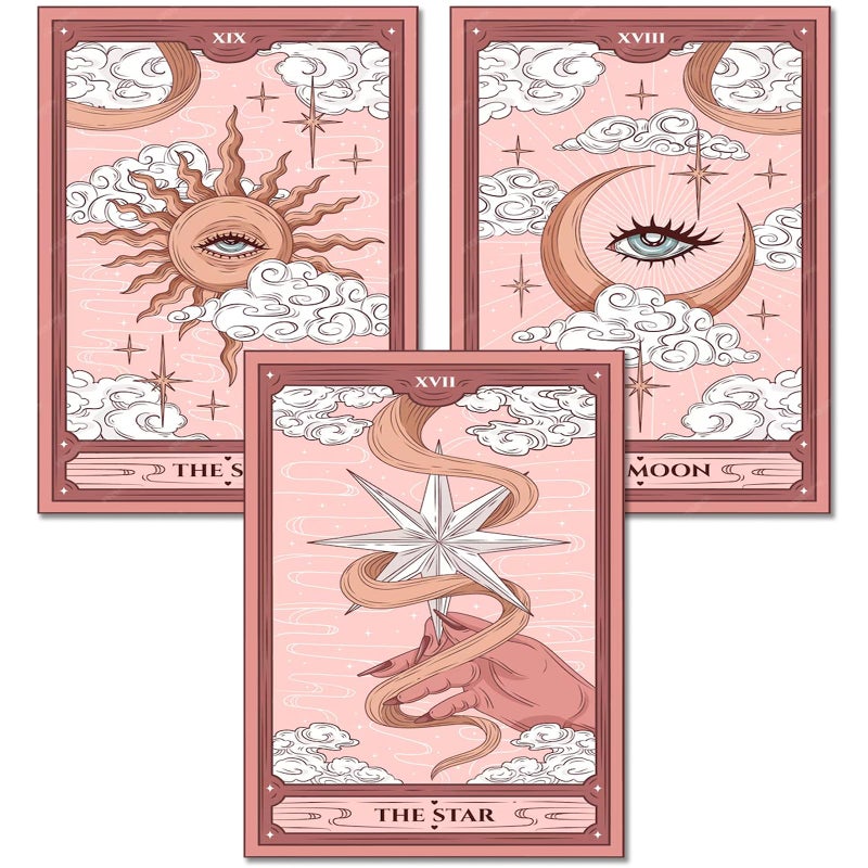 KICHANG 3Pcs Pink Tarot Diamond Painting Kits for Adults5D Diamond Painting Diamond Art KitsDiamond Art Diamond Painting KitsRound Diamond Dot Full Drill Diamonds Crafts for Wall DecorGift12x16in - Image 2