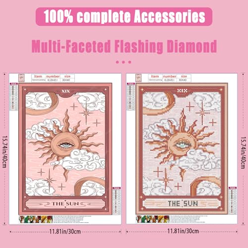 KICHANG 3Pcs Pink Tarot Diamond Painting Kits for Adults5D Diamond Painting Diamond Art KitsDiamond Art Diamond Painting KitsRound Diamond Dot Full Drill Diamonds Crafts for Wall DecorGift12x16in - Image 3