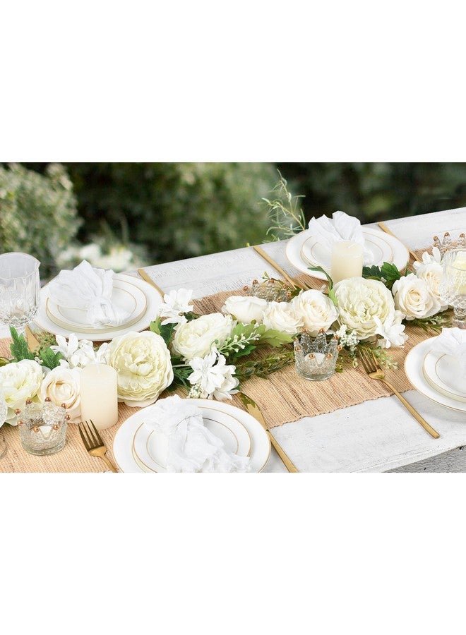 DearHouse 2Pack Artificial Peony Flower Garland Silk Peony Garland With White Flowers For Wedding Party Table Decoration6Ft Strand - Image 5