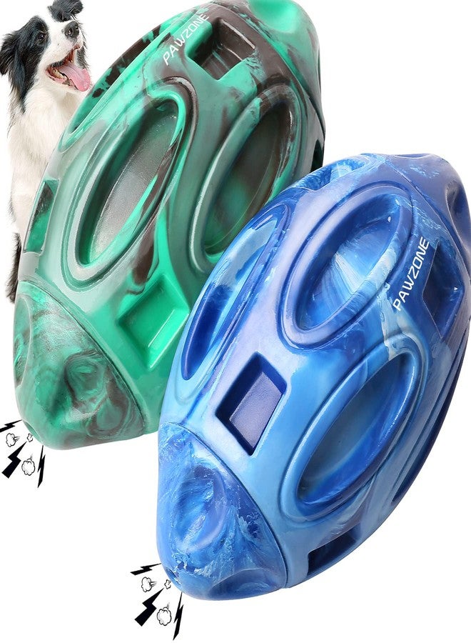 Pawzone 2 Pack Squeaky Dog Toys for Aggressive Chewers Large Medium Small Puppy Interactive Dog Chew Toy Durable Rubber Indestructible Tough Ball (Blue Green) - Image 1