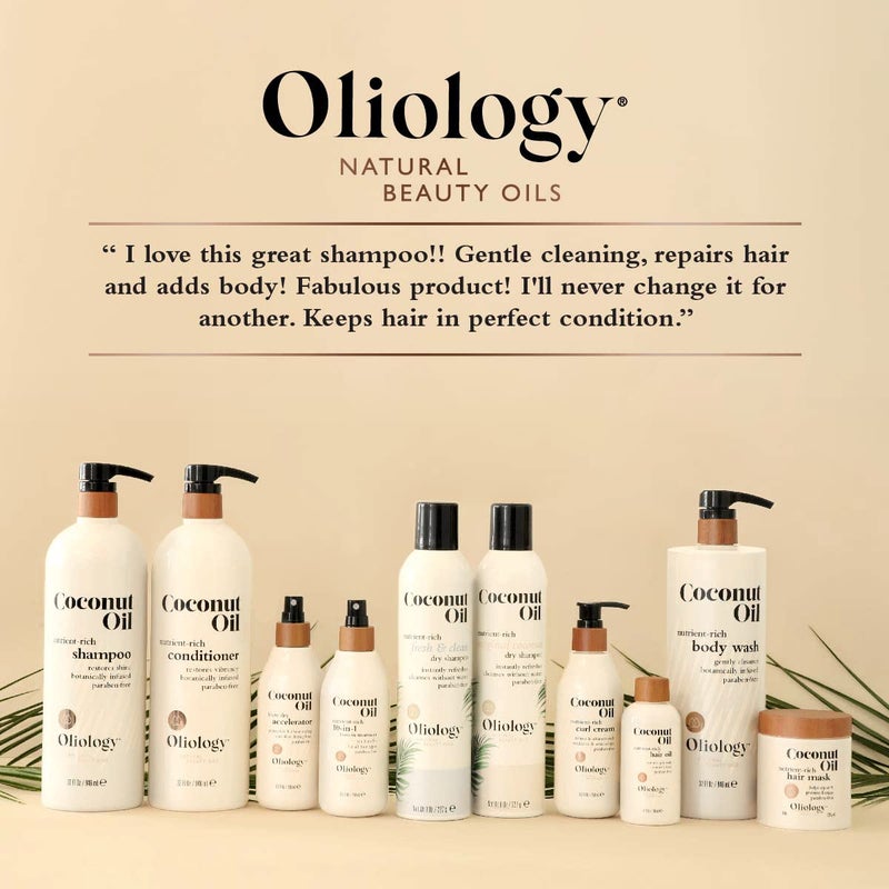 Oliology Coconut Oil Shampoo â€“ Nutrient Rich Shampoo Restores Damaged & Lifeless Hair | Botanically Infused | Provides Intense Shine | Nourishing | Made in USA, Paraben Free & Cruelty Free (32 oz) - Image 4