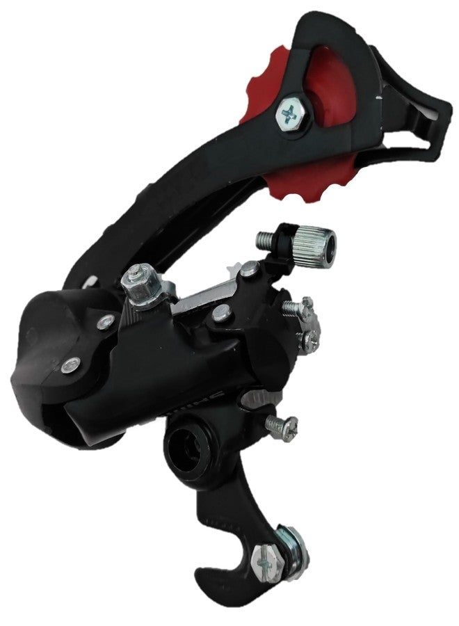 CYBIC Bicycle Rear Derailleur, 6/7/8 Speed Compatible, Mountain Bike Gear Shifter, Black and Red - Image 3