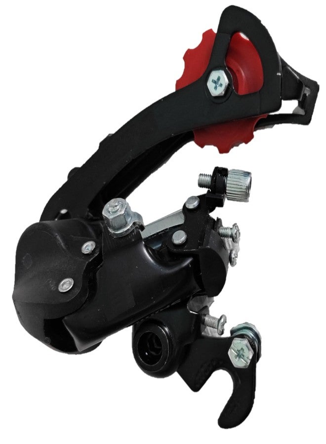 CYBIC Bicycle Rear Derailleur, 6/7/8 Speed Compatible, Mountain Bike Gear Shifter, Black and Red - Image 4