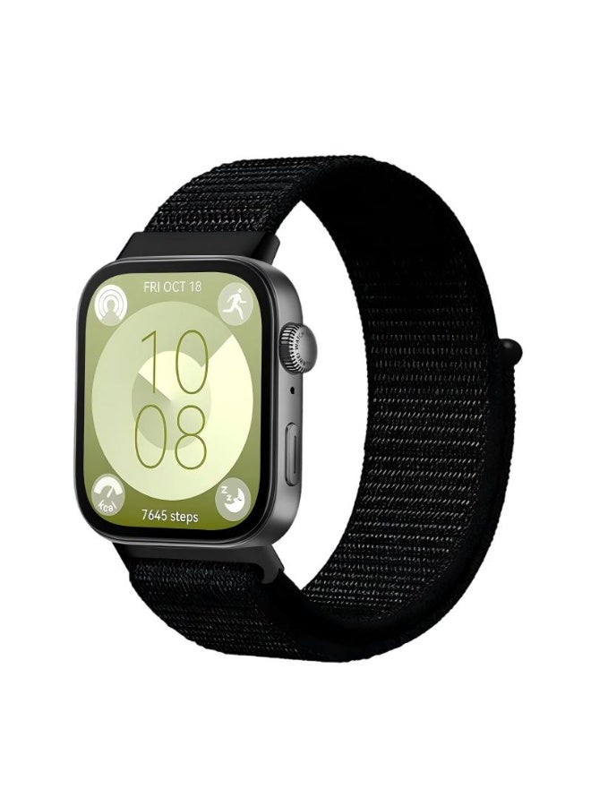 سواران من النايلون لساعات هواوي فيت 3 / فيت 4 / فيت 4 برو - أساور بديلة ناعمة قابلة للتمدد ومضفرة (أسود وأبيض) - Image 3