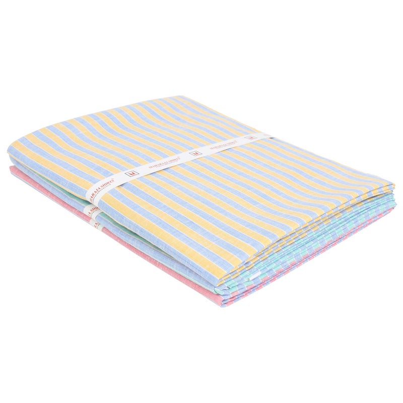 Maharaja PolyBlended Unstitched Fabric Set of 3 Striped Shirt Piece (2.5metre Each) [MSP014] - Image 4