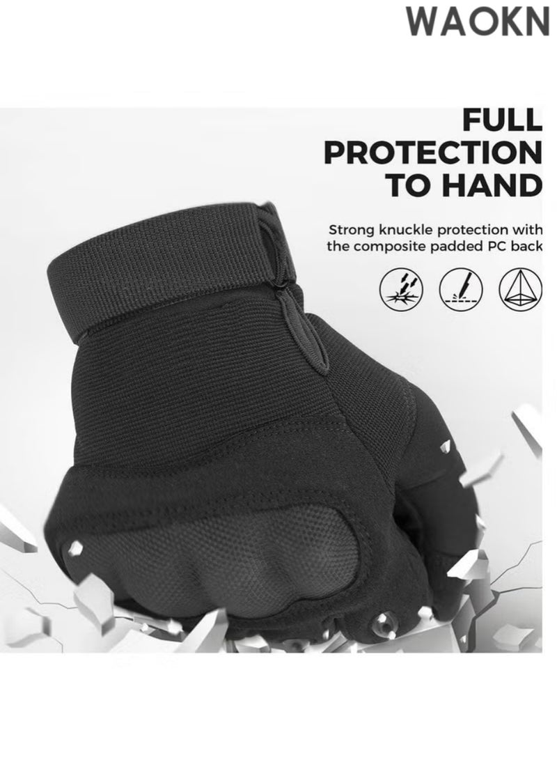 دبليو أيه أو كي أن قفازات دراجات نارية، قفازات قابلة للتنفس لركوب الدراجات النارية وقيادة الدراجات النارية، قفازات واقية صلبة للمفاصل تعمل باللمس، قفازات خارجية لركوب الدراجات النارية (كبيرة) - Image 5
