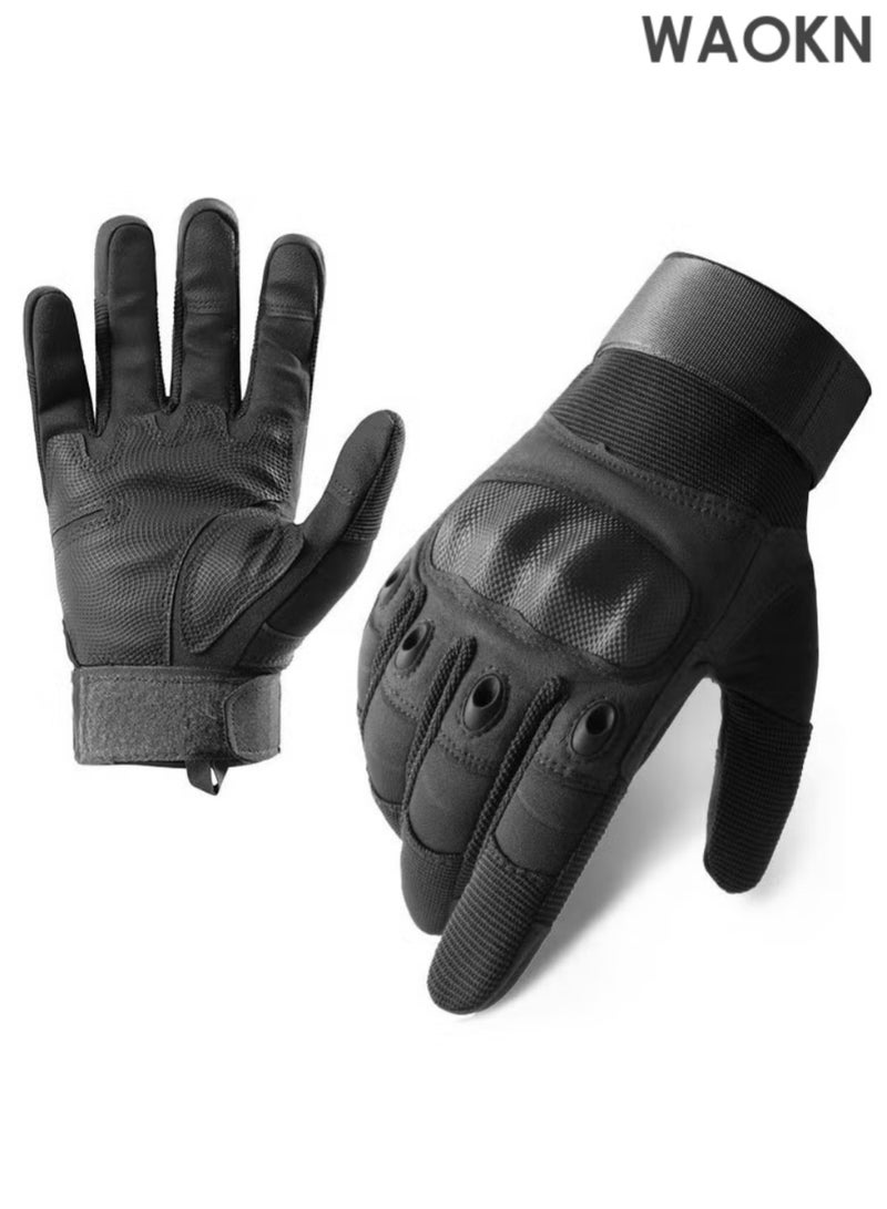 دبليو أيه أو كي أن قفازات دراجات نارية، قفازات قابلة للتنفس لركوب الدراجات النارية وقيادة الدراجات النارية، قفازات واقية صلبة للمفاصل تعمل باللمس، قفازات خارجية لركوب الدراجات النارية (كبيرة) - Image 1