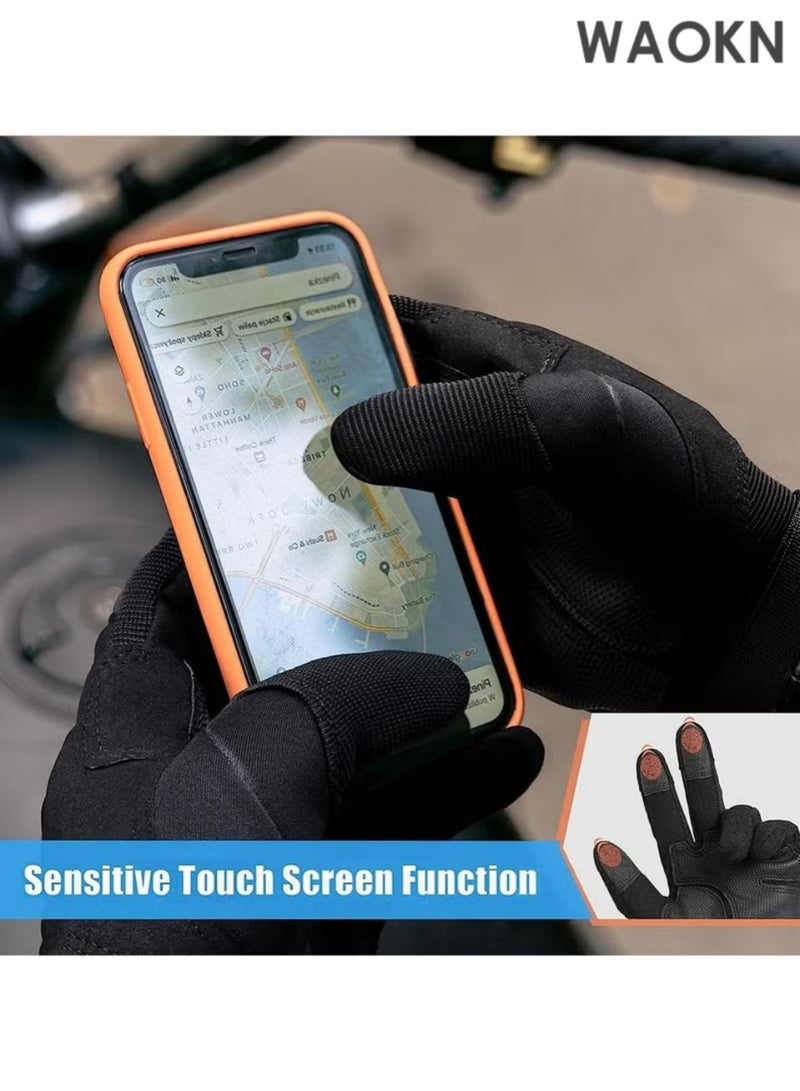 دبليو أيه أو كي أن قفازات دراجات نارية، قفازات قابلة للتنفس لركوب الدراجات النارية وقيادة الدراجات النارية، قفازات واقية صلبة للمفاصل تعمل باللمس، قفازات خارجية لركوب الدراجات النارية (كبيرة) - Image 2