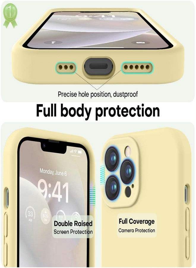 LOVE 3000 جراب LOVE 3000 مصمم خصيصًا لهاتف iPhone 13 Pro Max، مصنوع من السيليكون الفاخر مع بطانة ناعمة من الألياف الدقيقة المقاومة للخدش، جراب واقٍ مقاوم للصدمات مناسب للرجال والنساء والفتيات، مقاس 6.7 بوصة، لون أصفر كريمي - Image 3