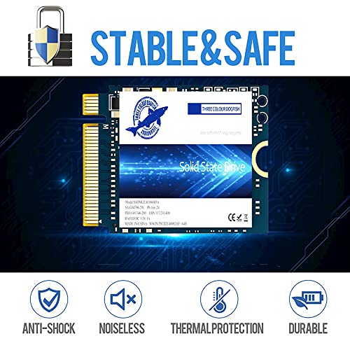 THREE COLOUR DOGFISH Dogfish SSD M.2 2230 NVMe PCIe 4.0 512GB 3D TLC NAND Gaming Unit?a stato solido interna per Steam Deck PS5 Surface Pro Laptop Desktop (M.2 2230 NVMe 4.0, 512 GB) - Image 4