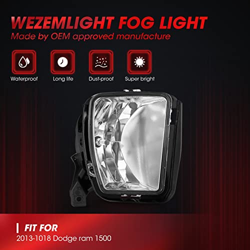 WEZEMLIGHT Fog Light Lamp Assembly For 2013 2014 2015 2016 2017 2018 Dodge Ram 1500 with 9006 12V 55W Halogen Bulbs Included Switch And Wiring Kit - Image 5