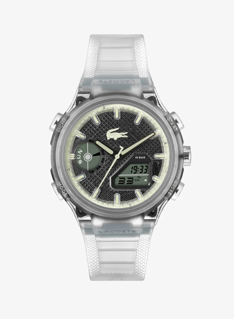 Lacoste Lc33 Collection Analog-Digital Multifunction Quartz Watch For Men With Semi-Transparent Silicone Bracelet - 2011401