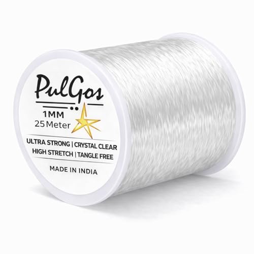 PulGos 𝟐𝟓𝐌-1.0mm Clear Stretchy Elastic Cord |Round Beading Thread for Bracelet, Necklaces DIY Handmade Jewelry Making |Strong & Durable Spool for Crafting Flexible String for Beads & Accessories - Image 1