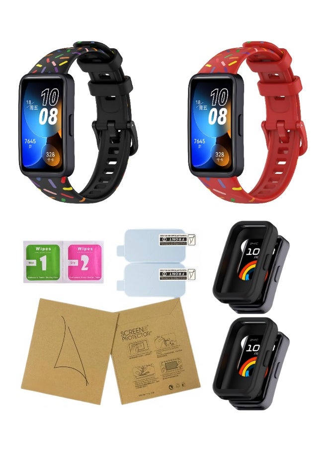 HW 2 Sets Of Huawei Band 8 Band 9 Replacement Straps Including Silicone Protective Case With High-Definition Protective Film  - Image 1