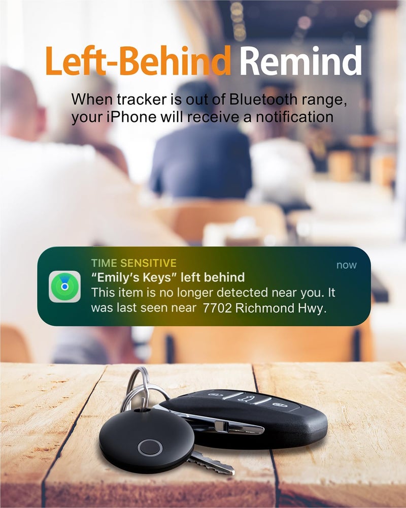 Reyke Air Tracker Tag for iOS, Pair with Apple Find My App, Tracking Device for Luggage, Keys, Backpack, Wallet, IP67 Waterproof, Replaceable Battery, Black - Image 3