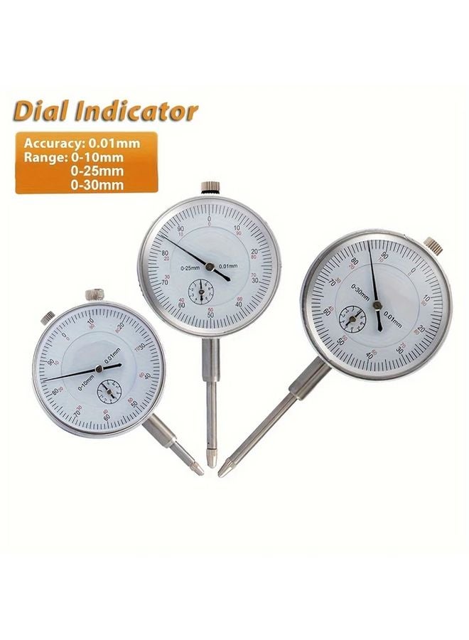 25mm Dial Indicator 0 01mm Resolution Metal Mechanical Gauge Aluminum Housing - Image 2