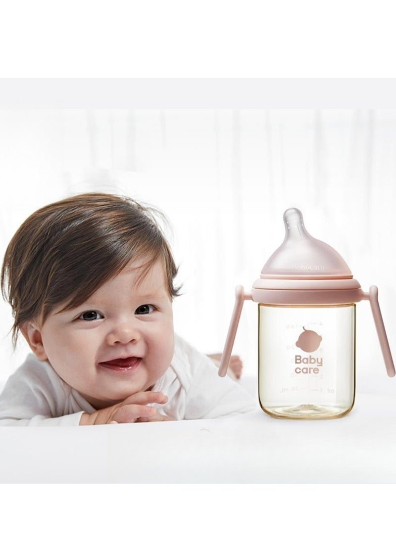 Baby Care Baby feeding Bottle with 13° Incline Nipple Design, Baby Milk Bottle Anti-Colic Learner Cup with Handle, BPA-Free, Easy to Feed, Multi-Use Baby Bottle Pink 240ml - Image 4