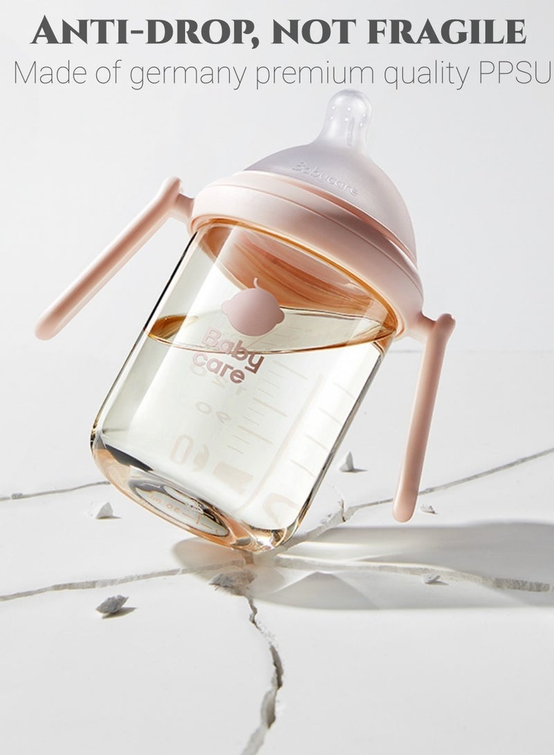 Baby Care Baby feeding Bottle with 13° Incline Nipple Design, Baby Milk Bottle Anti-Colic Learner Cup with Handle, BPA-Free, Easy to Feed, Multi-Use Baby Bottle Pink 240ml - Image 3