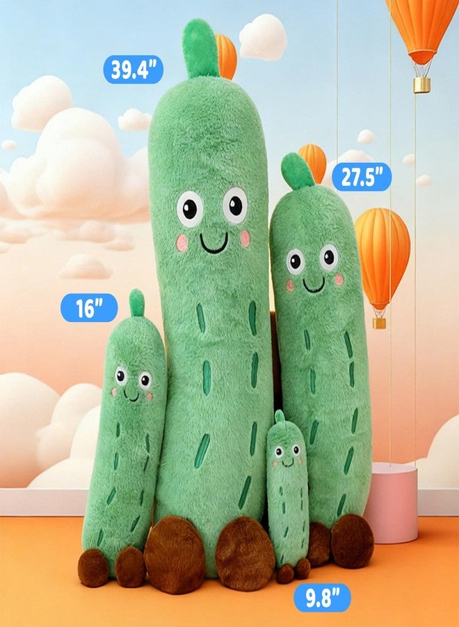 PEACH CAT Pickle Stuffed Animal 16" Cute Cucumber Plush Pillow Soft Plant Plushies Toys Gifts for Kids Green - Image 2