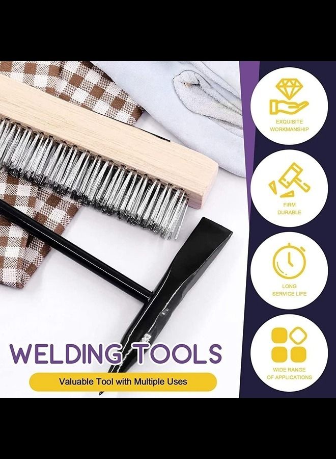 ABBASALI Set Of 10 Inch Scratch Wire Brush with Welding Gloves,10 Inch Welding Chipping Hammer with Steel Coil Spring Handle for Cleaning Removing Slag - Image 2