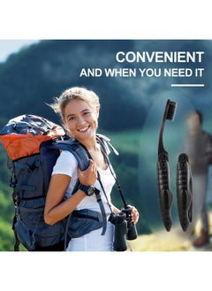 BOAO Boao 8 Packs Travel Toothbrushes Individually Wrapped Black Folding Toothbrush for Travel Camping Portable Charcoal Toothbrush with Soft Medium Bristles  - Image 5