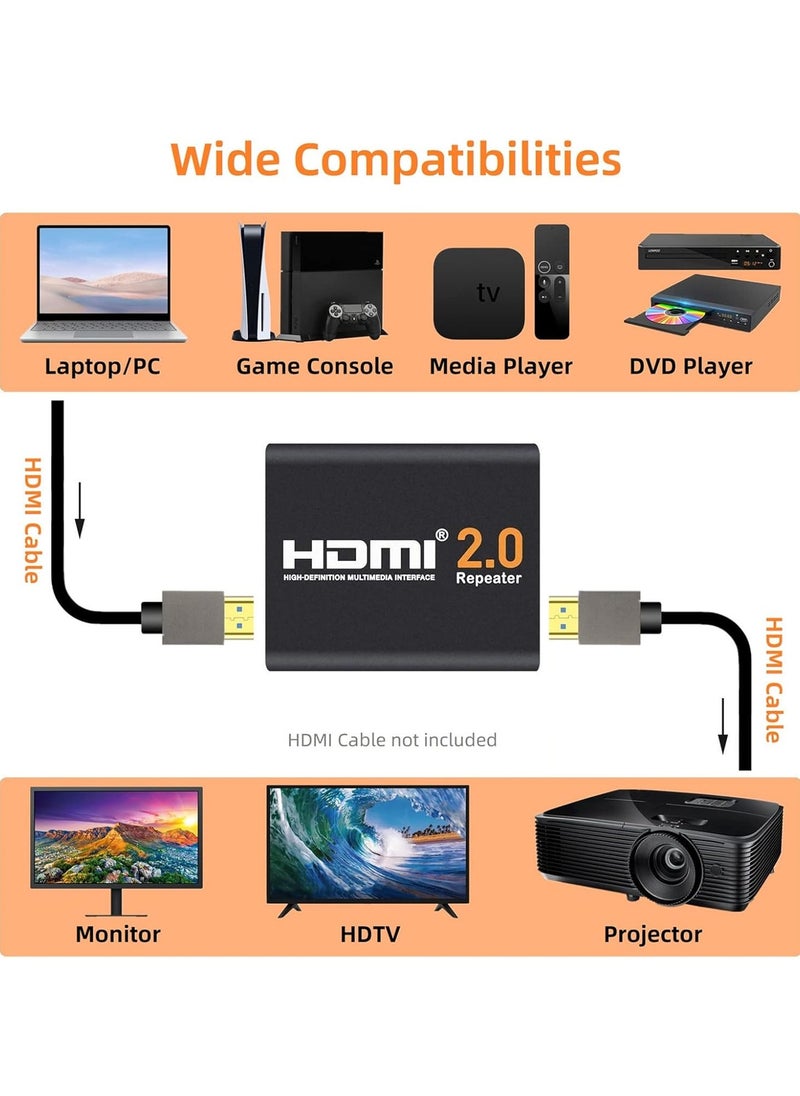 VKL HDMI 2.0 Repeater 4K 2K 1080P 18Gbps 3D HDMI Amplifier Repeater Bandwidth Hdcp (2.2 Up to 60m/200ft Transmission Distance)  - Image 2