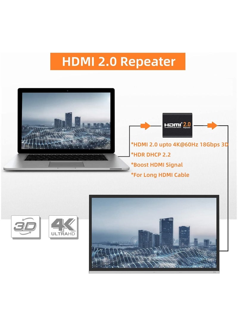 VKL HDMI 2.0 Repeater 4K 2K 1080P 18Gbps 3D HDMI Amplifier Repeater Bandwidth Hdcp (2.2 Up to 60m/200ft Transmission Distance)  - Image 3