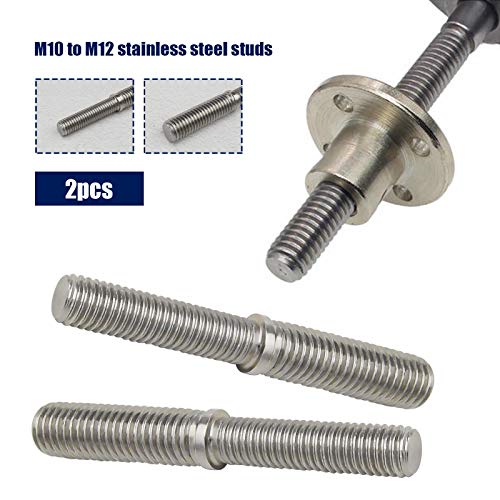 SING F LTD 2Pcs Double End Threaded Stud Screw Bolts M10 to M12 80mm 304 Stainless Steel Reduction Thread Adapter for Structural Columns Fasteners - Image 2