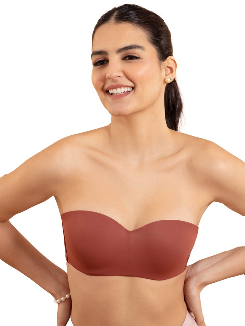 NYKD (NYB027 Padded & Wired Ultimate Multiway Strapless Bra for Women | Anti Slip Bra with Seamless Neckline & Soft Detachable Straps - Brown (34C) - Image 1