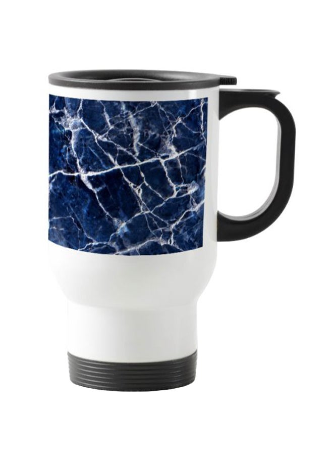 RYN Printed Stainless Steel Travel Mug White/Blue 13centimeter