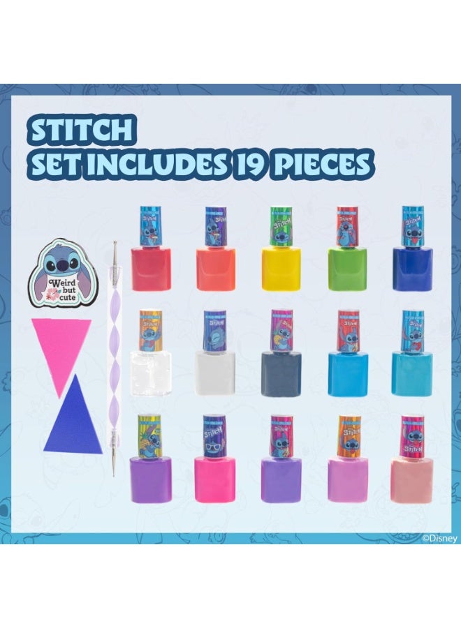 ستيتش مجموعة مكياج فنية للأظافر مكونة من 15 قطعة، مصنوعة من مادة مائية، تتضمن طلاء أظافر وفرشاة أظافر ومبرد أظافر، للحفلات وحفلات المبيت وعمليات التجميل، مناسبة للأعمار من 6 سنوات - Image 2