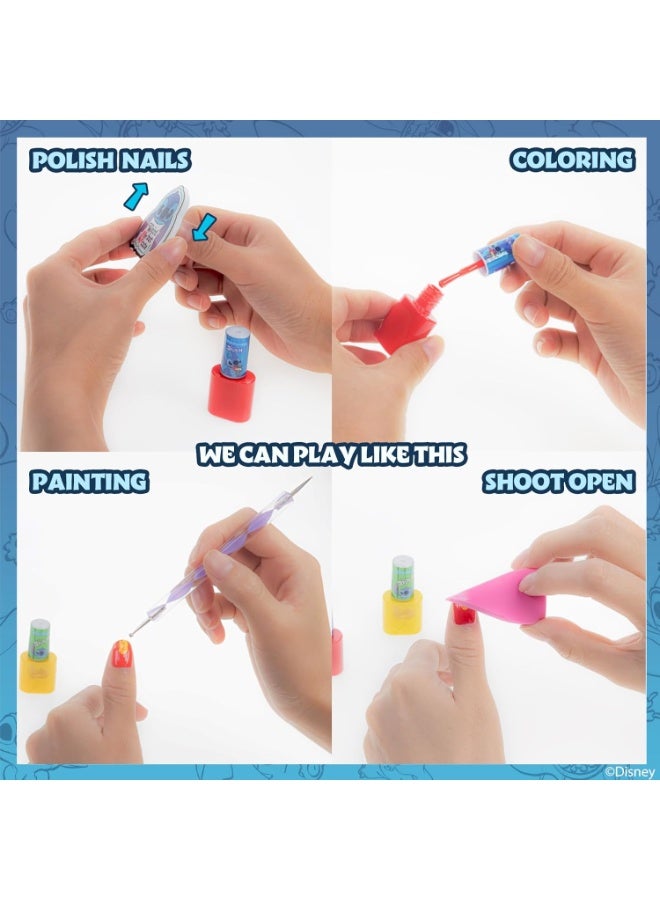 ستيتش مجموعة مكياج فنية للأظافر مكونة من 15 قطعة، مصنوعة من مادة مائية، تتضمن طلاء أظافر وفرشاة أظافر ومبرد أظافر، للحفلات وحفلات المبيت وعمليات التجميل، مناسبة للأعمار من 6 سنوات - Image 4