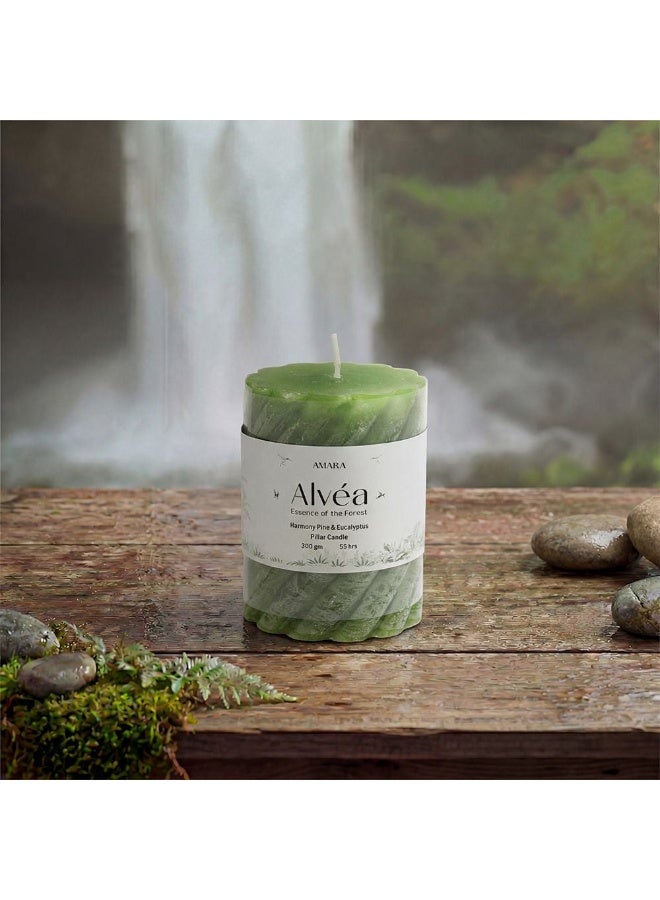 Amara Alvea (300G) Harmony Pine & Eucalyptus Pillar Candle - Image 1