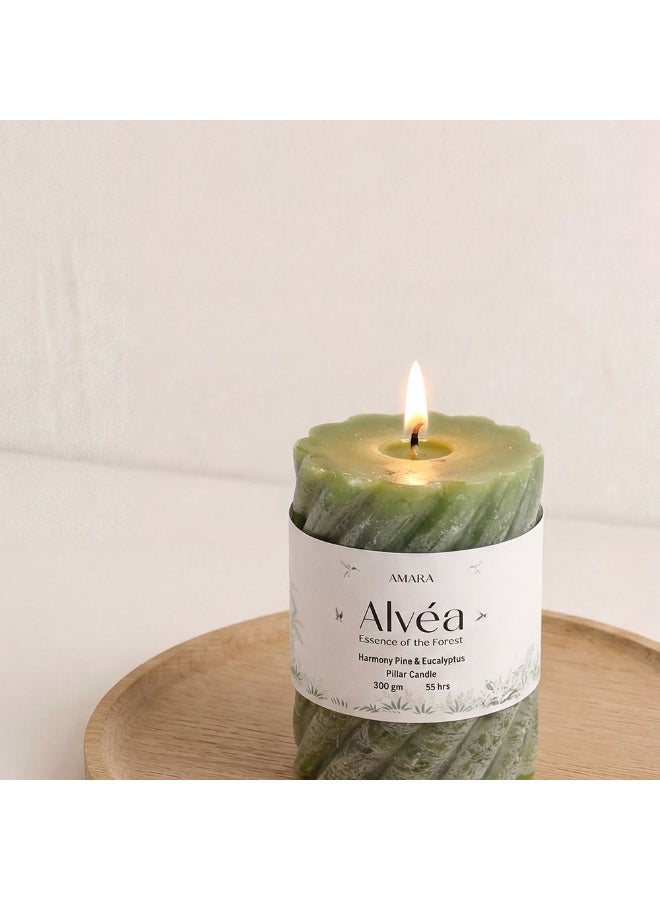 Amara Alvea (300G) Harmony Pine & Eucalyptus Pillar Candle - Image 2