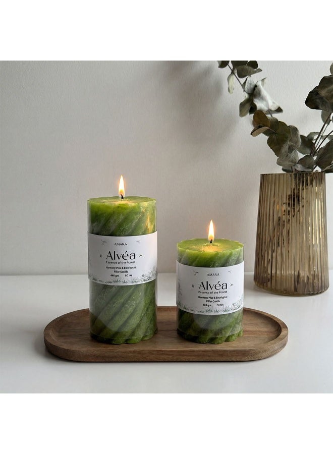 Amara Alvea (300G) Harmony Pine & Eucalyptus Pillar Candle - Image 3