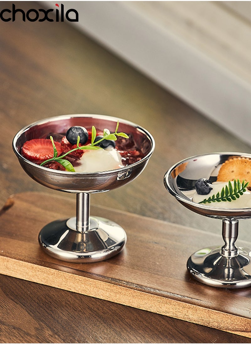 choxila 2pcs Dessert Cup, Dessert Bowl, Stainless Steel Dessert Cup, Ice Cream Cup, Pudding Cup, Custard Bowl  - Image 1