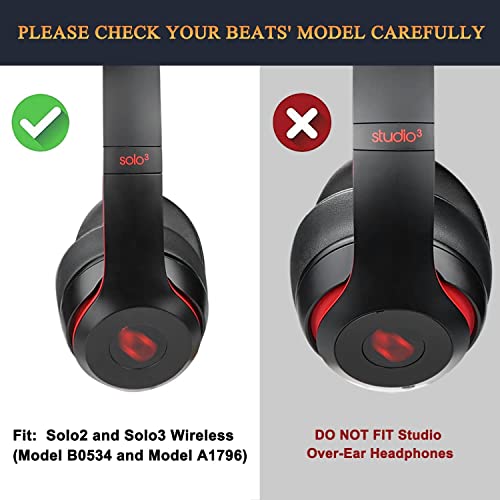 SoloWIT Earpads Cushions Replacement for Beats Solo 2 & Solo 3 Wireless On-Ear Headphones, Solo2 Solo3 Ear Pads with Soft Protein Leather, Added Thickness - (White) - Image 2