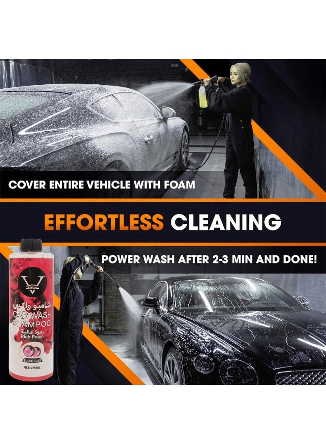 إيفو شامبو غسيل السيارات ذو درجة حموضة محايدة، رغوة غنية برائحة العلكة، مناسب للغسيل في دلو/غسالة، لمعان فائق ولمعان خالٍ من الخطوط | آمن لجميع المركبات والدراجات النارية، مركز ممتاز للسيارات الداكنة/السوداء (475 مل) - Image 4