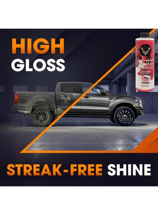 إيفو شامبو غسيل السيارات ذو درجة حموضة محايدة، رغوة غنية برائحة العلكة، مناسب للغسيل في دلو/غسالة، لمعان فائق ولمعان خالٍ من الخطوط | آمن لجميع المركبات والدراجات النارية، مركز ممتاز للسيارات الداكنة/السوداء (475 مل) - Image 5