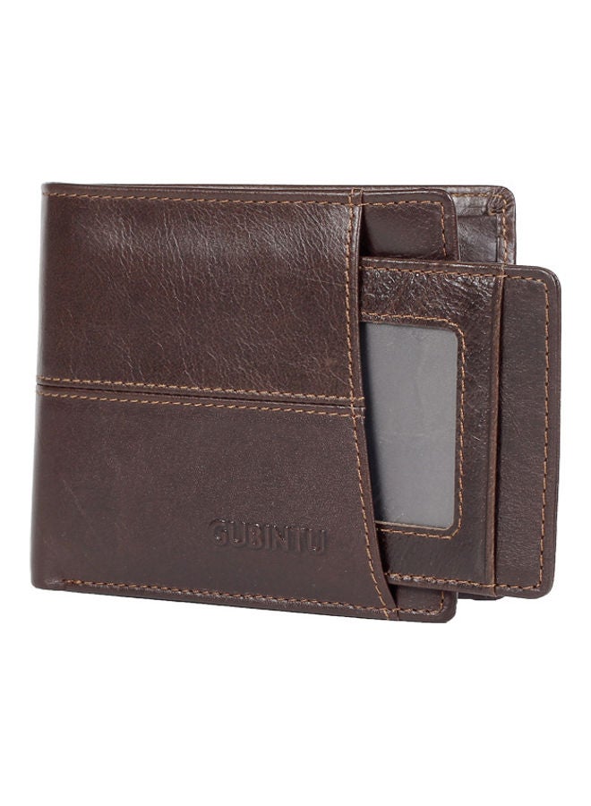 Retro Style Leather Short Vertical Pull Card Top Wallet Brown  - Image 2