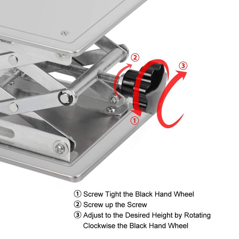 stonylab 11.8 x 11.8 inch Lab Scissors Jack, 300 x 300 mm Stainless Steel Laboratory Support Jack Platform Lab Lift Stand Table, Expandable Lift Height Range from 100 mm to 460 mm, Support Weight 25KG - Image 5