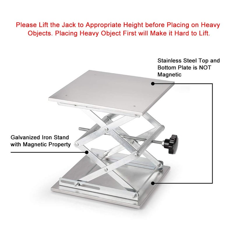 stonylab 11.8 x 11.8 inch Lab Scissors Jack, 300 x 300 mm Stainless Steel Laboratory Support Jack Platform Lab Lift Stand Table, Expandable Lift Height Range from 100 mm to 460 mm, Support Weight 25KG - Image 2