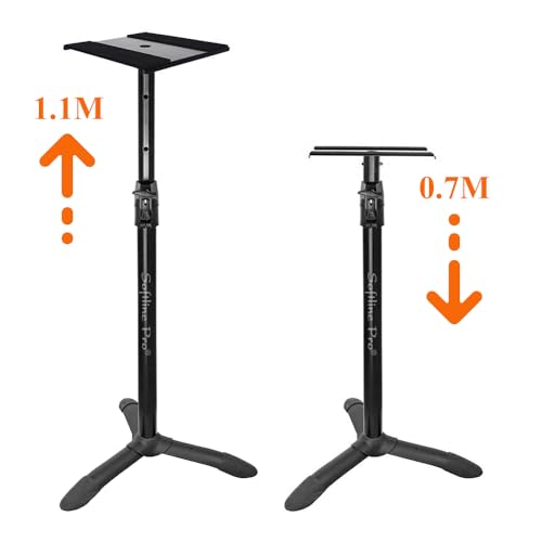 Softline Pro SP90 Studio Monitor Stand Triangular Base Professional Heavy Duty, Adjustable Height, Auto Lock (Set of 2) - Image 2