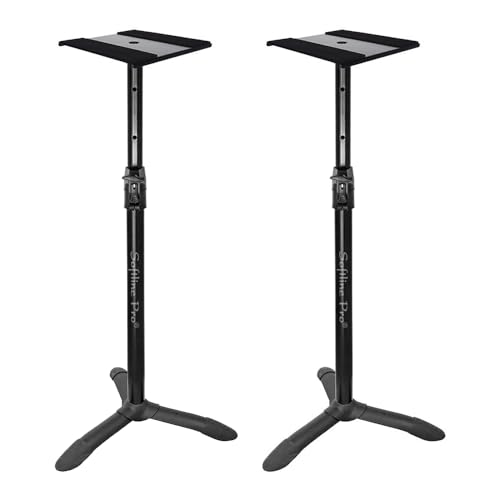 Softline Pro SP90 Studio Monitor Stand Triangular Base Professional Heavy Duty, Adjustable Height, Auto Lock (Set of 2) - Image 1